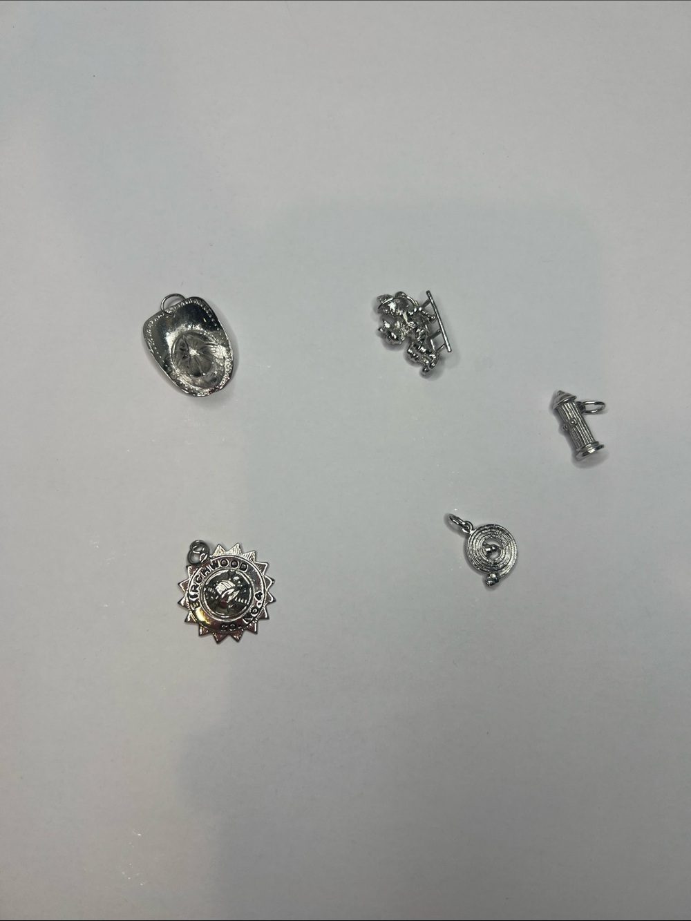 Firefighter Silver Charms: Helmet, Hydrant, Hose, Rescue, Birchwood Logo •NEW